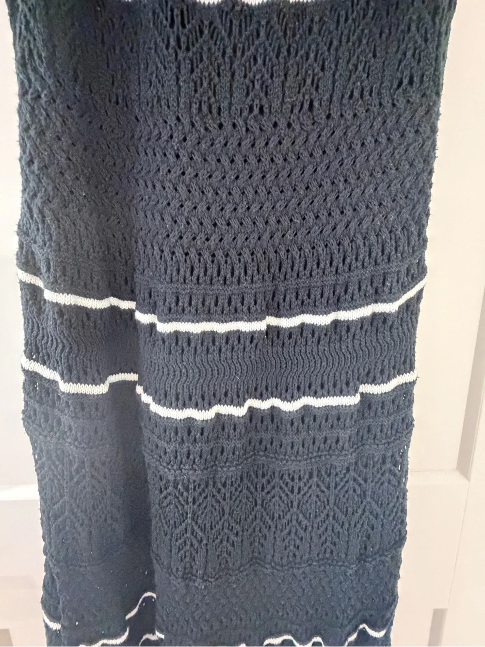 Abercrombie & Fitch crochet Black Maxi Dress with White Trim